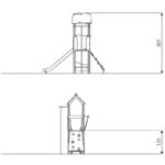 Spielturm mit Kletterelementen, Rutschstange und Rutsche RECYCLED RC1404 - rc1404front