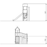 Spielturm mit Hangel- und Balancierelementen, Rutsche RECYCLED RC1405 - rc1405front