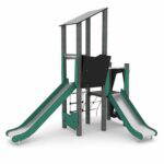 Spielturm mit Kletterelementen und 2 Rutschen und Plattformen RECYCLED RC1406 - rc14061s