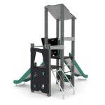Spielturm mit Kletterelementen und 2 Rutschen und Plattformen RECYCLED RC1406 - rc14062s