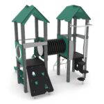 Spielturm mit Kriechtunnel, Kletterelementen, Rutsche und 2 Plattformen RECYCLED RC1407 - rc14072s