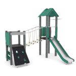 Spielturm mit Wackelbrücke, Kletterelementen, Rutsche und 2 Plattformen RECYCLED RC1408 - rc14081s