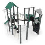 Spielturm-Anlage mit Balancierbrücke, Kletterelementen, Kriechrohr, Rutsche und 3 Plattformen RECYCLED RC1409 - rc14092s