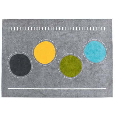 Teppich Grau mit Kreisen – 3 x 4 m