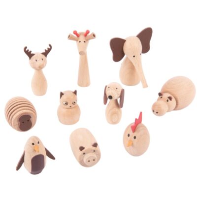 Tierfamilie Spielfiguren aus Holz