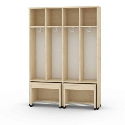 Sitz- und Stehgarderobe für 4 Kinder - schwer entflammbar