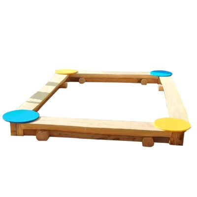 Halbstamm-Sandkasten Rechteck mit PE-Eckverbindungen 90°