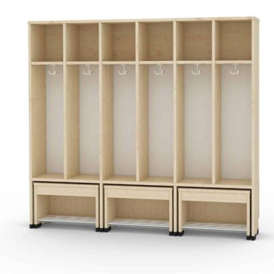 Sitz- und Stehgarderobe für 6 Kinder - schwer entflammbar