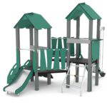 U3 Spielturmanlage mit Treppe und 2 Rutschen – RECYCLED RC1436 - 01d3 rc14361s
