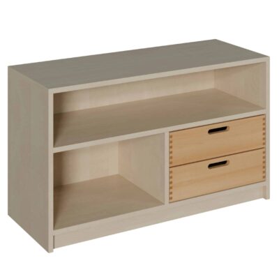 Korpus-Schrank mit 2 Massivholzschüben, Regal oben und unten
