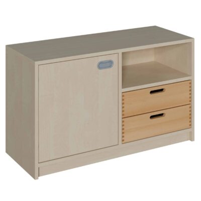 Korpus-Schrank mit 2 Massivholzschüben, Tür und Regal