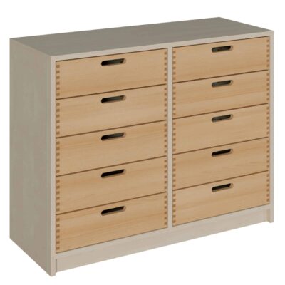Korpus-Schrank mit 10 Massivholzschüben