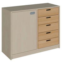 Korpus-Schrank mit 5 Massivholzschüben und Tür