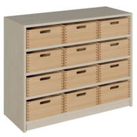 Korpus-Schrank mit 12 großen Massivholzkästen
