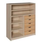 Korpus-Schrank mit 5 Massivholzschüben und Regal oben und unten - 021204200