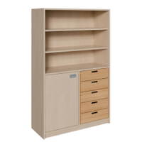 Korpus-Schrank mit 5 Massivholzschüben, unten Tür und Regal und Regal oben