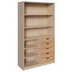 Korpus-Schrank mit 5 Massivholzschüben und Regal oben und unten - 021804200