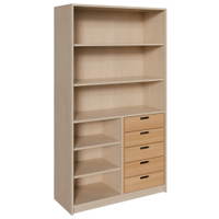 Korpus-Schrank mit 5 Massivholzschüben und Regal oben und unten
