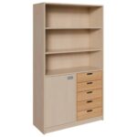 Korpus-Schrank mit 5 Massivholzschüben, unten Tür und Regal und Regal oben - 021804500