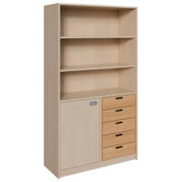 Korpus-Schrank mit 5 Massivholzschüben, unten Tür und Regal und Regal oben – Bild 3