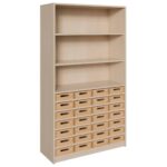 Korpus-Schrank mit 28 flachen Massivholzkästen und Regal oben - 021806300