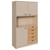Korpus-Schrank mit 5 Massivholzschüben und Tür unten, Regal und 2 Türen oben – Bild 2