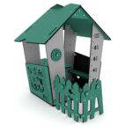 U3 Spielhaus mit Bank, Zaun und Spieltisch – RECYCLED RC0824 - 0e5a rc08241s