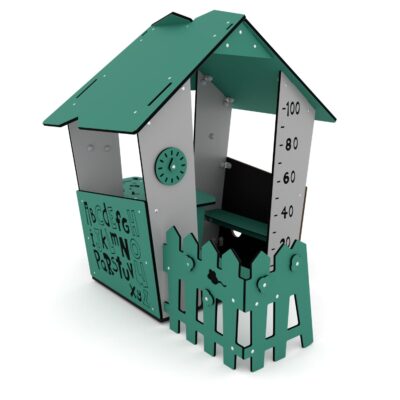 U3 Spielhaus mit Bank, Zaun und Spieltisch - RECYCLED RC0824