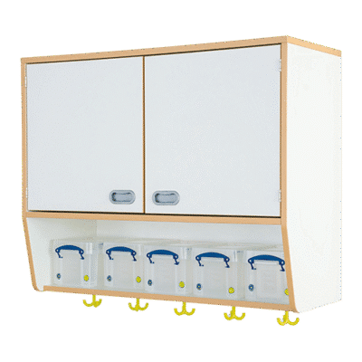 Hängeschrank als Ablage mit Boxen