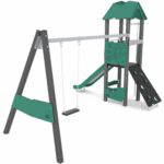 Spielturm mit Schaukel, Kletterwand und Rutsche – RECYCLED RC1438 - 4a15 rc14382s