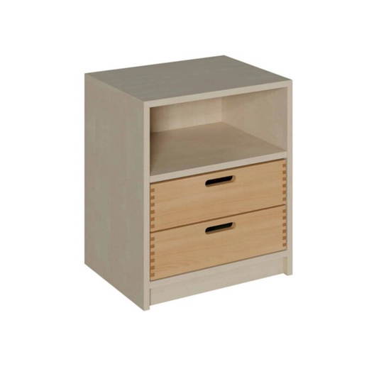 520604100 Korpus-Schrank mit 2 Massivholzschüben und oben Regal - 520604100