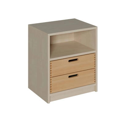 Korpus-Schrank mit 2 Massivholzschüben und oben Regal
