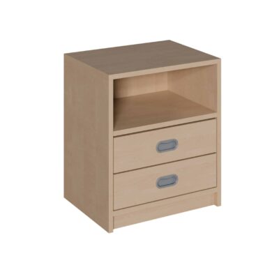 Korpus-Schrank mit 2 Dekorblendenschüben unten und Regal