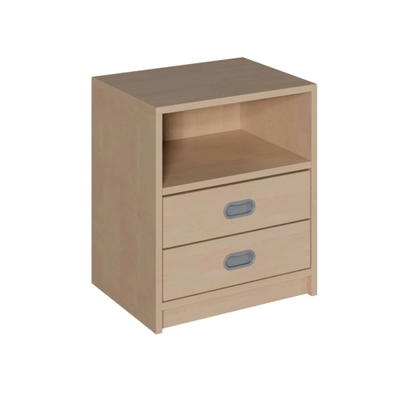 Korpus-Schrank mit 2 Dekorblendenschüben unten und Regal