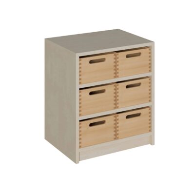 Korpus-Schrank mit 6 mittleren Massivholzkästen