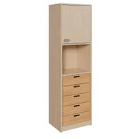 Korpus-Schrank mit 5 Massivholzschüben unten, Regal und Tür oben – Bild 2