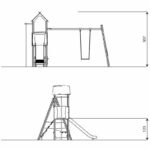 Spielturm mit Schaukel, Kletterwand und Rutsche – RECYCLED RC1438 - 5670 rc1438front