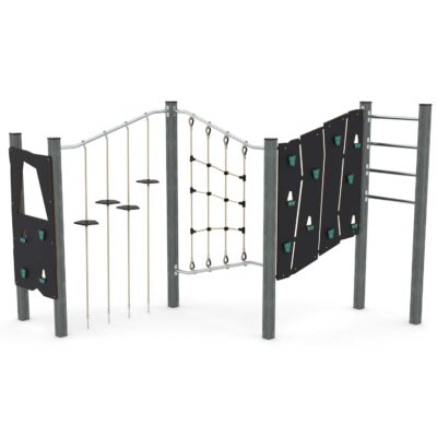 Klettergerüst mit Kletterwand, Stangen und Balancierelementen - RECYCLED RC1419