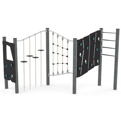 Klettergerüst mit Kletterwand, Stangen und Balancierelementen – RECYCLED RC1419