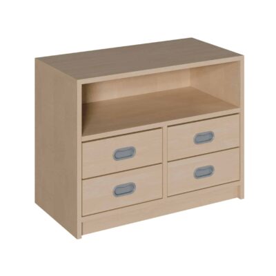 Korpus-Schrank mit 4 Dekorblendenschüben und Regal