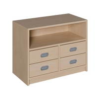 Korpus-Schrank mit 4 Dekorblendenschüben und Regal