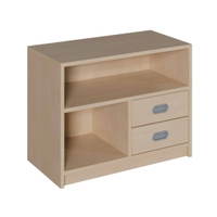 Korpus-Schrank mit 2 Dekorblendenschüben und Regal unten, Regal oben