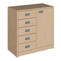 Korpus-Schrank mit 5 Dekorblendenschüben und Tür