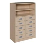 Korpus-Schrank mit 10 Dekorblendenschüben und Regal - 781205100