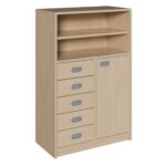Korpus-Schrank mit 5 Dekorblendenschüben und Tür unten und Regal oben - 781205400