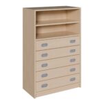 Korpus-Schrank mit 5 breiten Dekorblendenschüben und Regal - 781205600