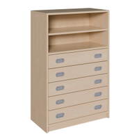 Korpus-Schrank mit 5 breiten Dekorblendenschüben und Regal – Bild 2