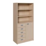 Korpus-Schrank mit 5 Dekorblendenschüben und Tür unten und Regal oben - 781605400