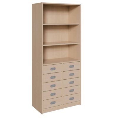 Korpus-Schrank mit 10 Dekorblendenschüben und Regal