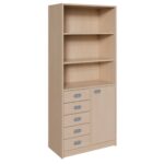 Korpus-Schrank mit 5 Dekorblendenschüben und Tür unten und Regal oben - 781805400